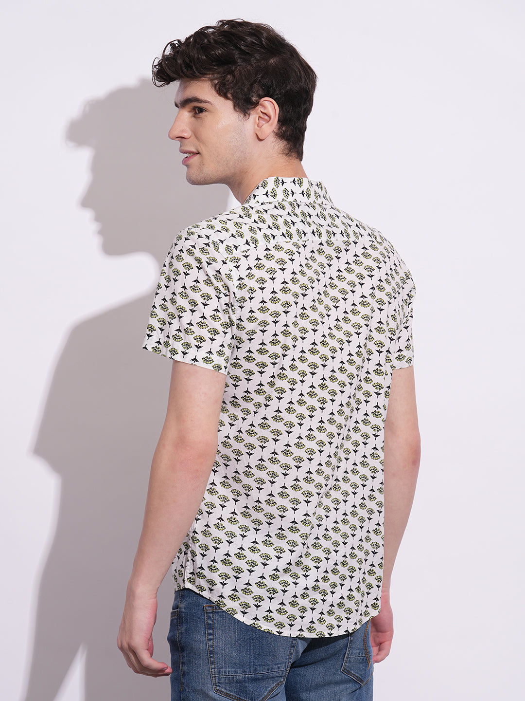 White Slim Fit Regular Collar Men's Shirt by Being Human Clothing