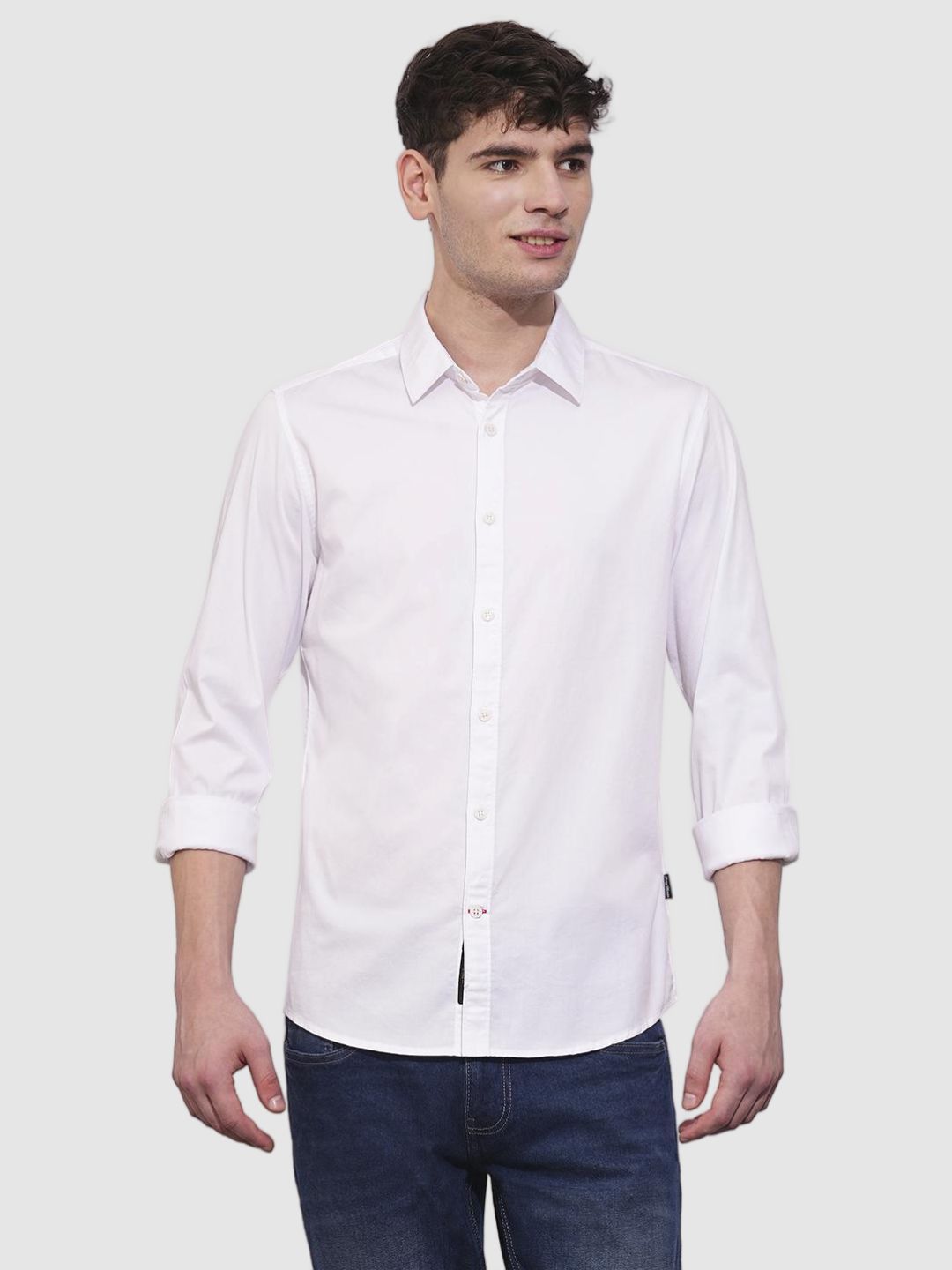 White Slim Fit Regular Collar Men's Shirt by Being Human Clothing