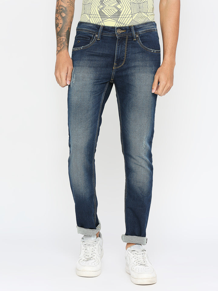 Blue Slim Fit Denim for Men by Being Human Clothing
