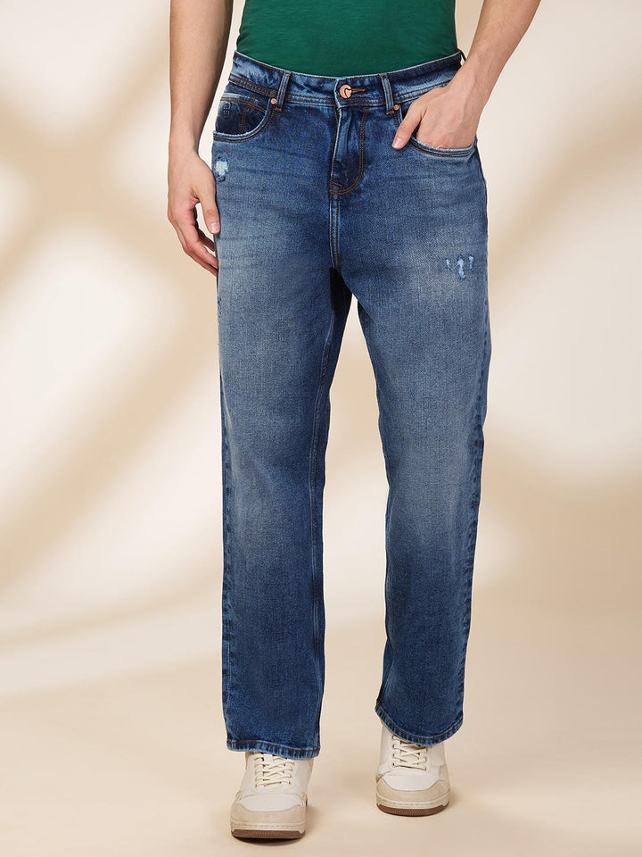 Blue Anti Fit Denims For Men By Being Human Clothing
