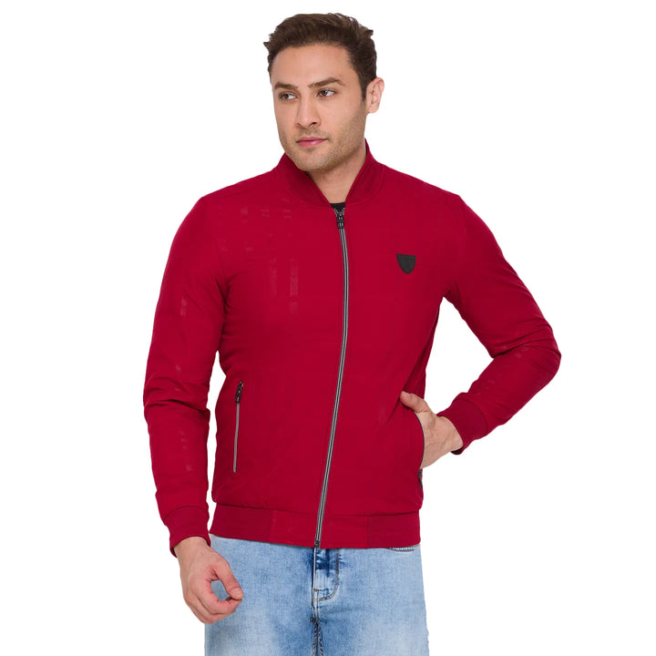 Red Regular Fit Long Sleeves Nylon Men's Jacket