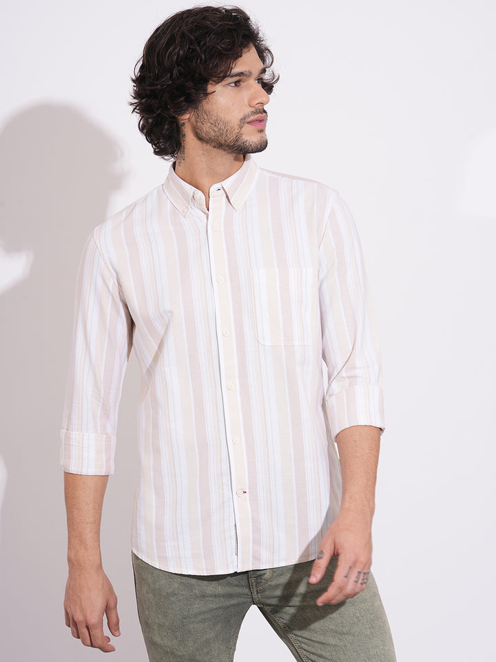 Yellow Regular Fit Regular Collar Men's Shirt