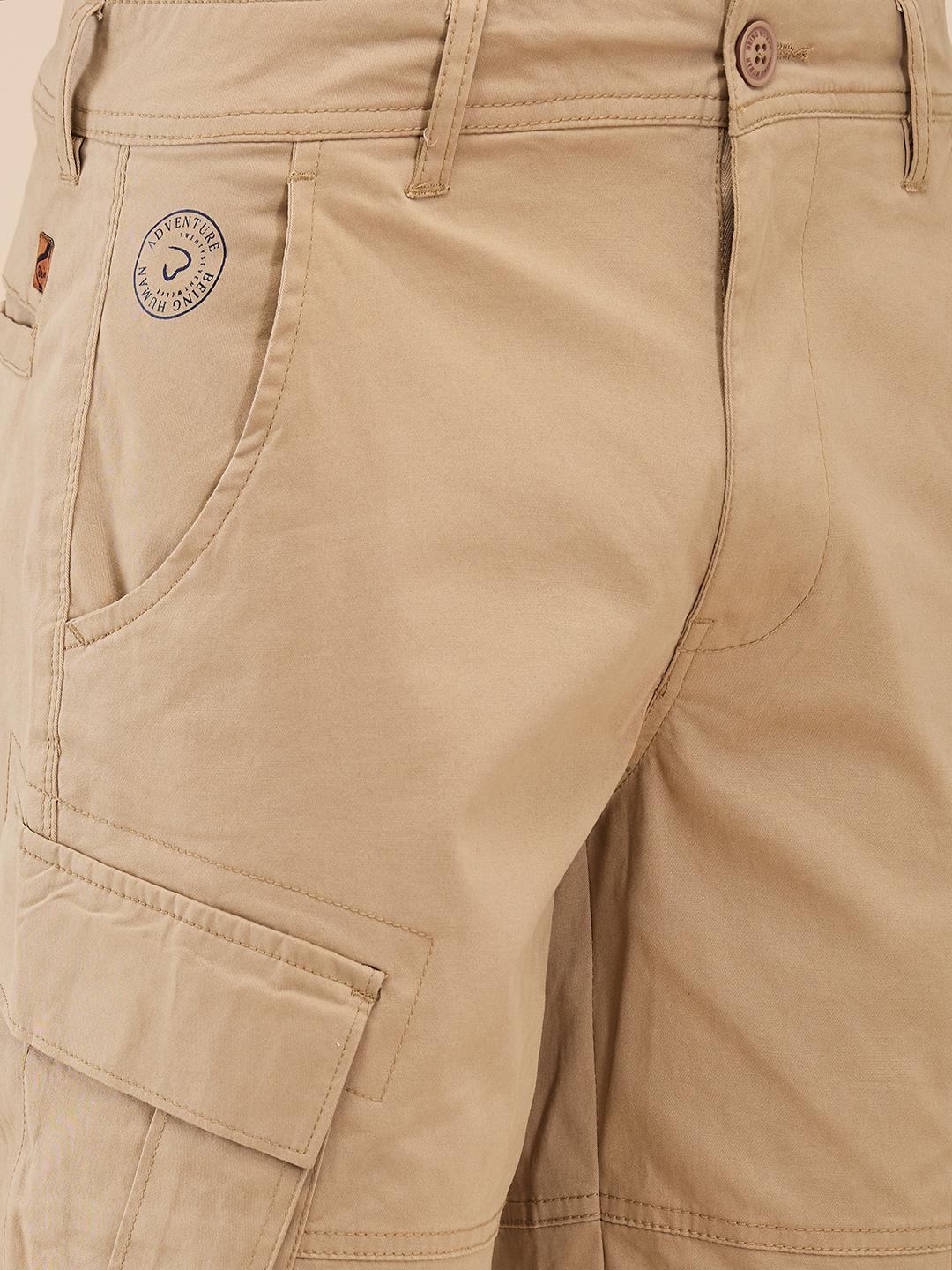 Khaki Slim Fit Cargo For Men By Being Human Clothing