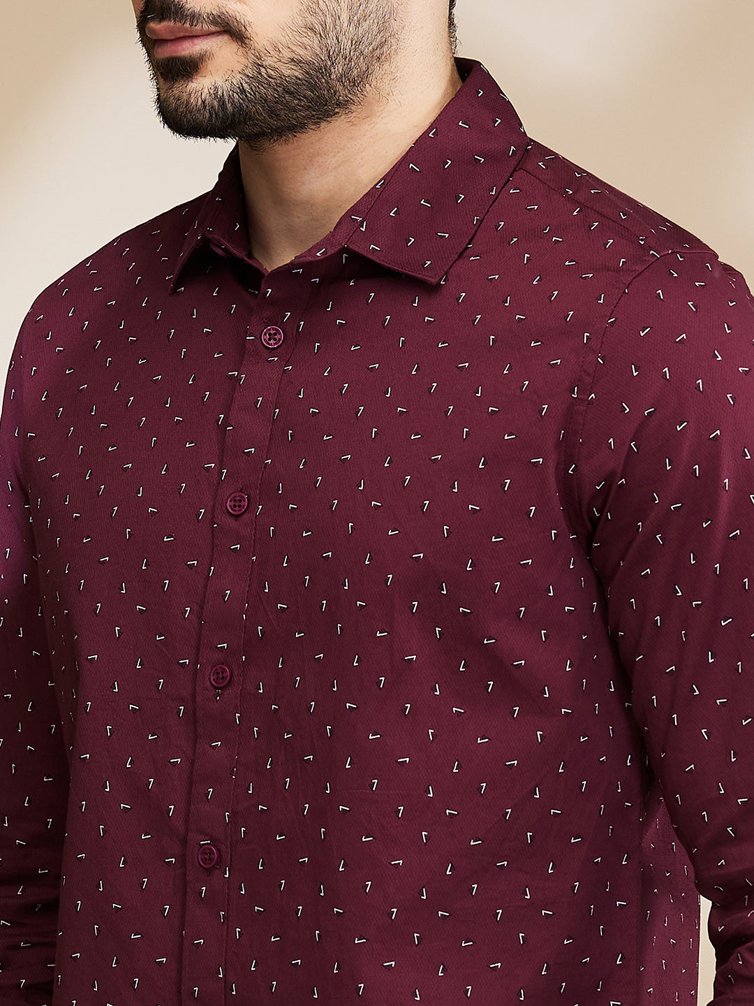 Red Slim Straight Fit Regular Collar Long Sleeves Men's Shirt by Being Human Clothing