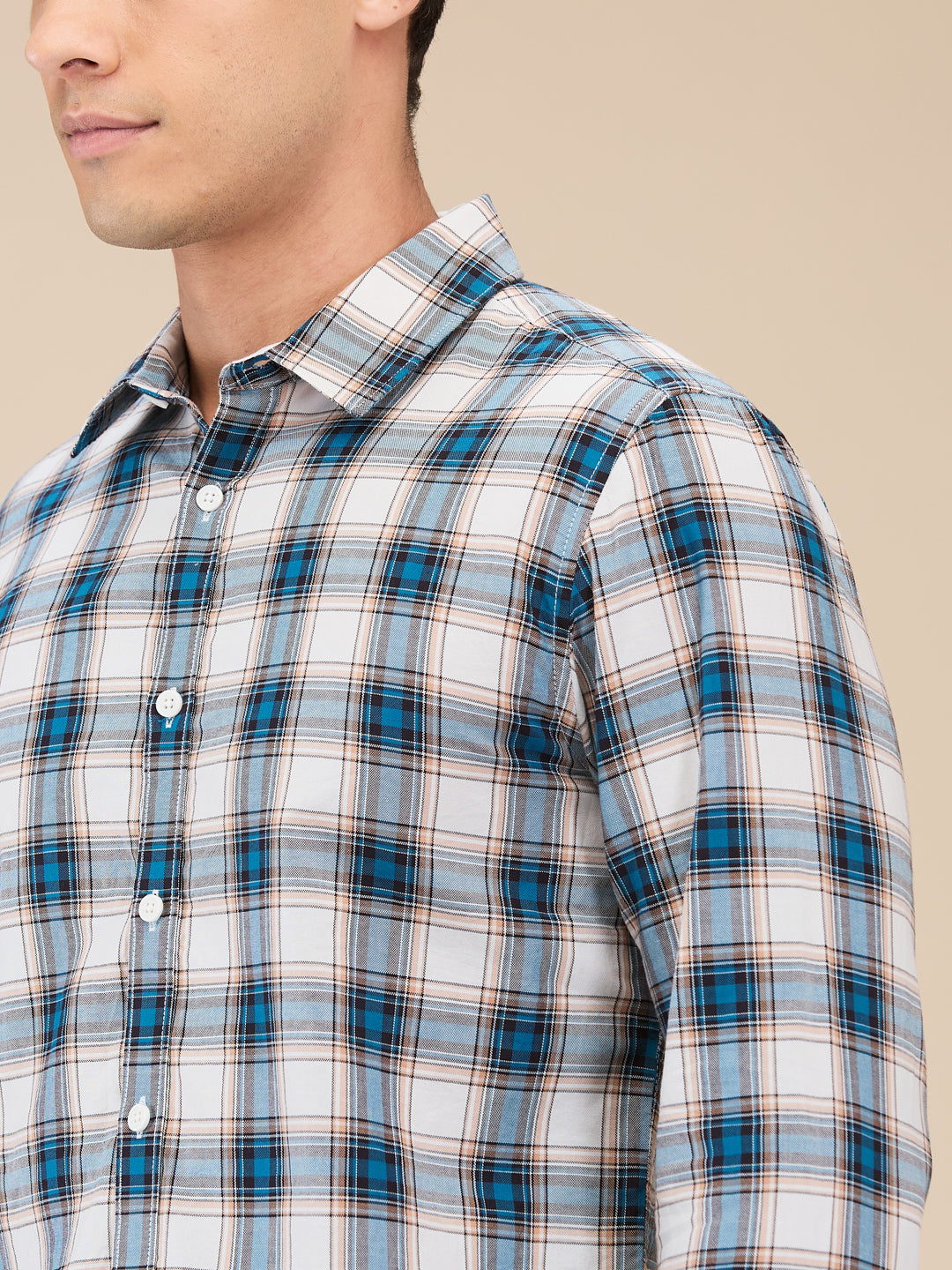 Green Slim Straight Fit Regular Collar Long Sleeves Men's Shirt by Being Human Clothing