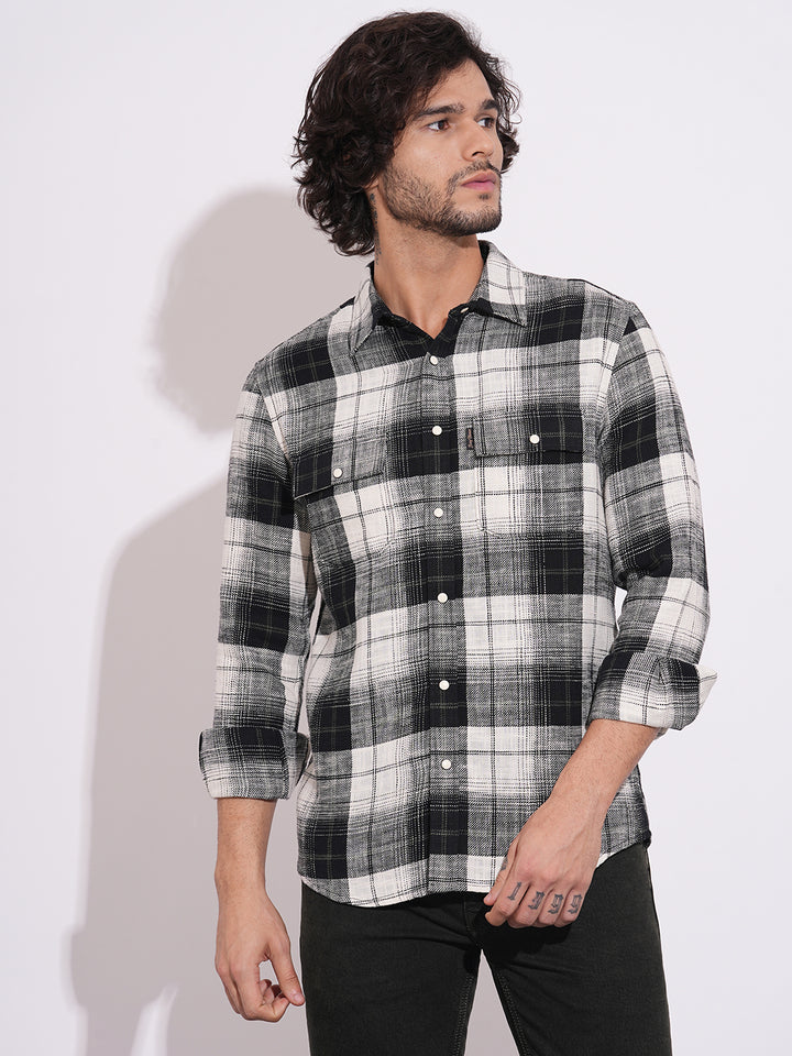 Black Regular Fit Regular Collar Men's Shirt