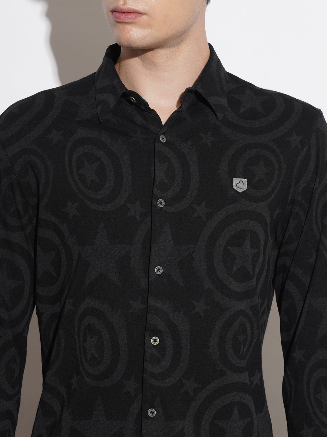 Black Comfort Fit Regular Collar Men's Shirt by Being Human Clothing