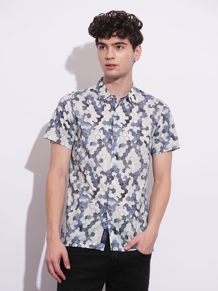 Navy Regular Fit Regular Collar Men's Shirt by Being Human Clothing