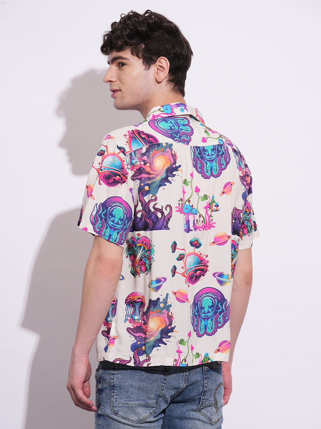 Off White Easy Fit Regular Collar Men's Shirt by Being Human Clothing