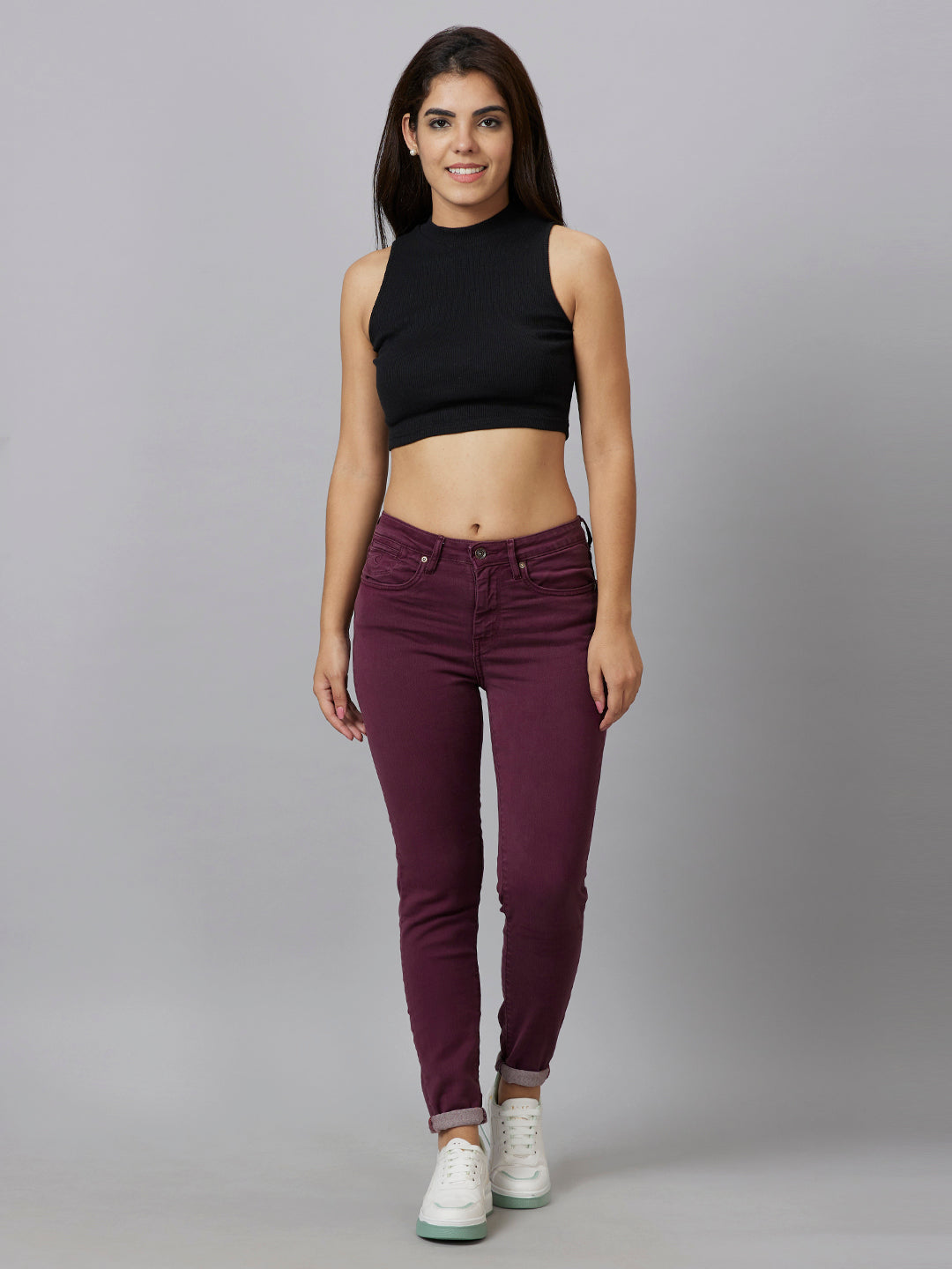 Plum Mid Rise Skinny Fit Women's Denims By Being Human Clothing