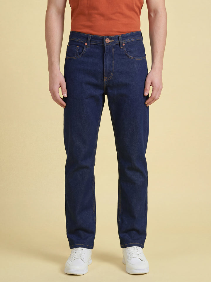 Navy Blue Bootcut Fit Men's Mid Rise Jeans by Being Human Clothing