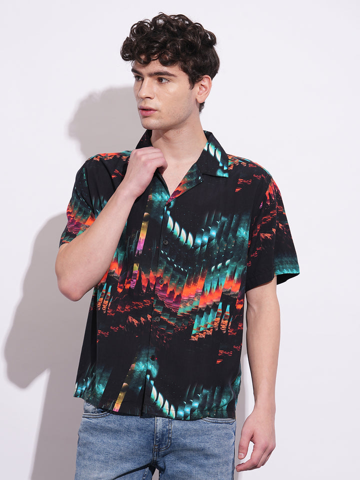 Black Easy Fit Regular Collar Men's Shirt by Being Human Clothing