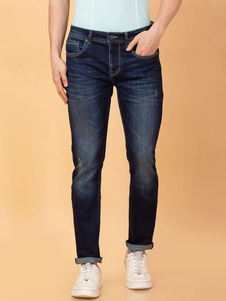 Blue Helium-Skinny fit Denims for Men by Being Human Clothing