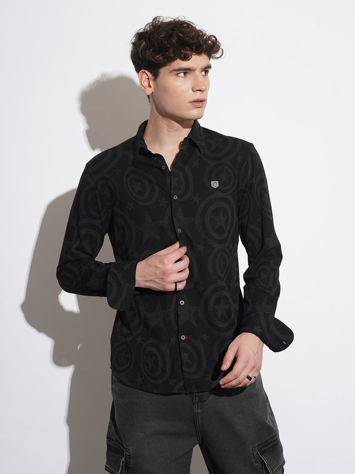 Black Comfort Fit Regular Collar Men's Shirt by Being Human Clothing