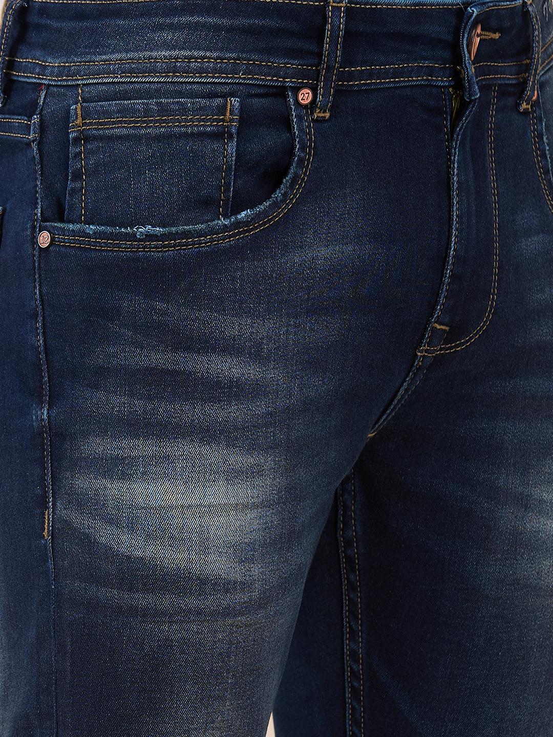 Dark Blue Slim Fit Denims For Men By Being Human Clothing