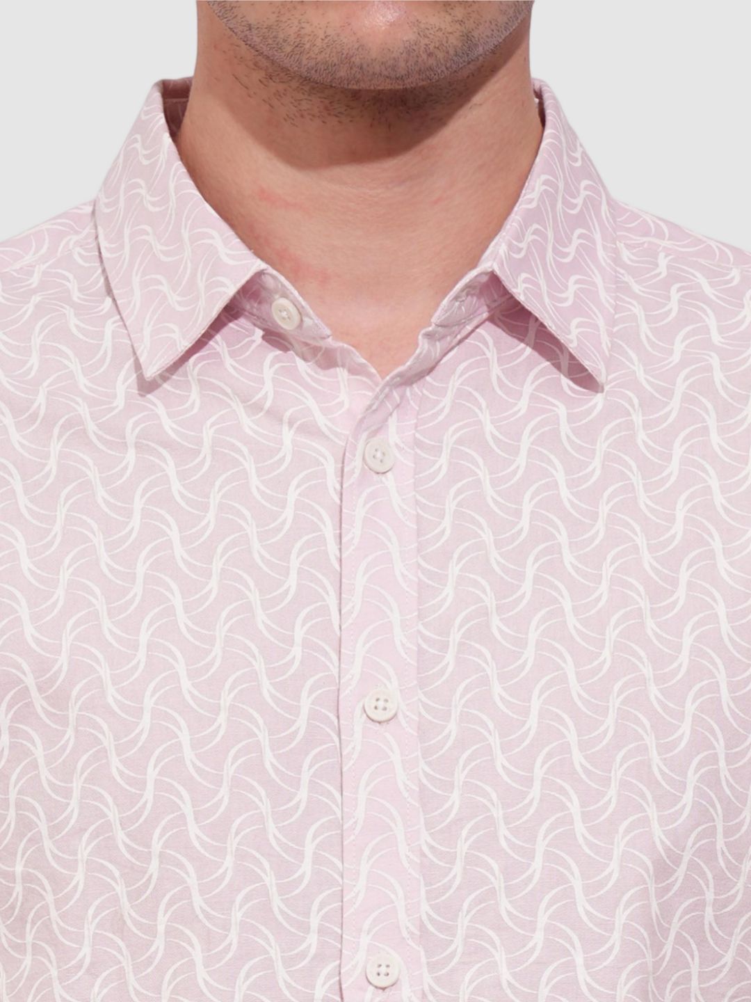 Pink Slim Straight Fit Regular Collar Long Sleeves Men's Shirt by Being Human Clothing