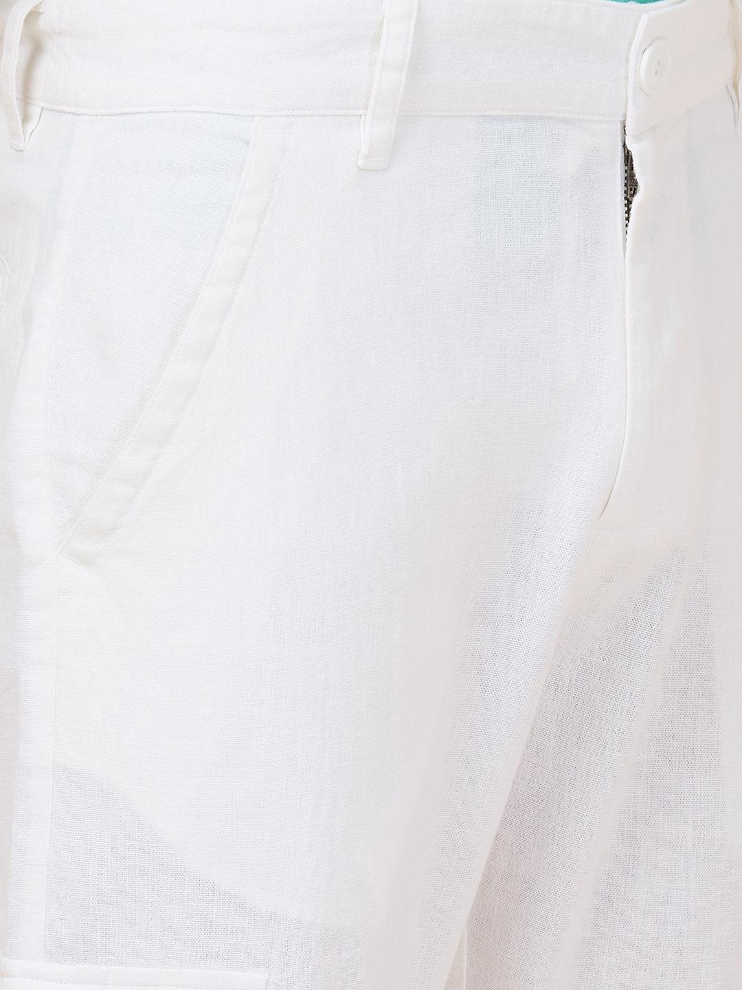 White Straight Fit Cargo For Men By Being Human Clothing
