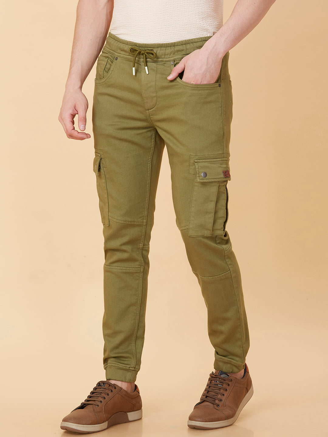 Olive Slim Fit Joggers For Men By Being Human Clothing