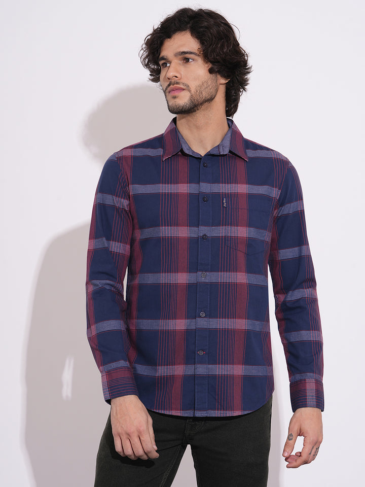 Navy Regular Fit Regular Collar Men's Shirt