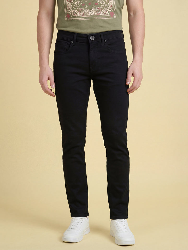 Black Slim Fit Men's Mid Rise Jeans by Being Human Clothing
