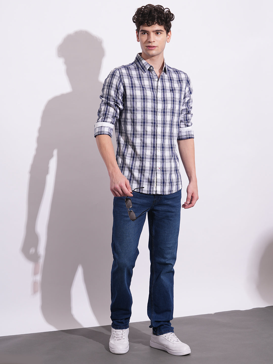 Navy Regular Fit Regular Collar Men's Shirt by Being Human Clothing