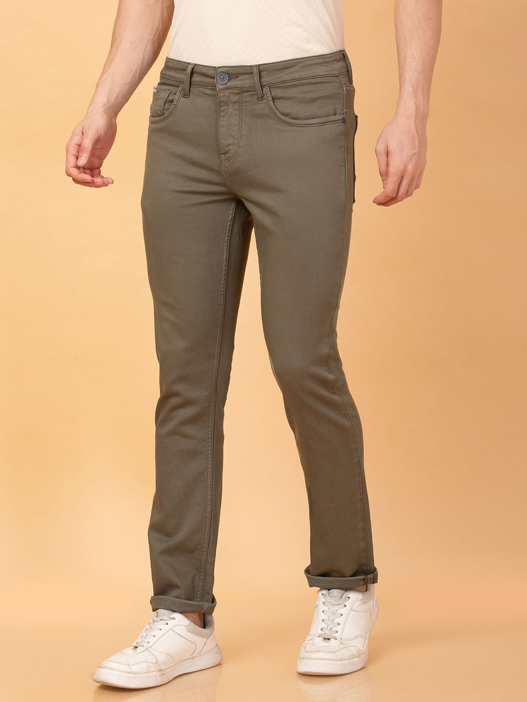 Olive Straight Fit Denims For Men By Being Human Clothing