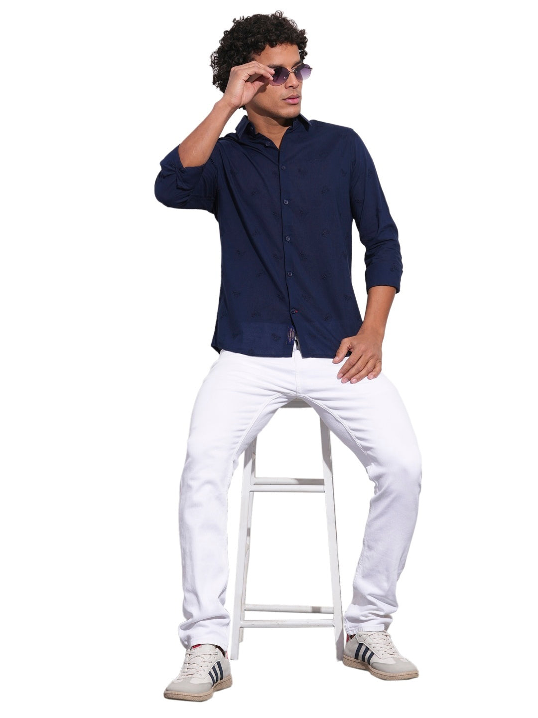 Navy Regular Fit Regular Collar Men's Shirt by Being Human Clothing