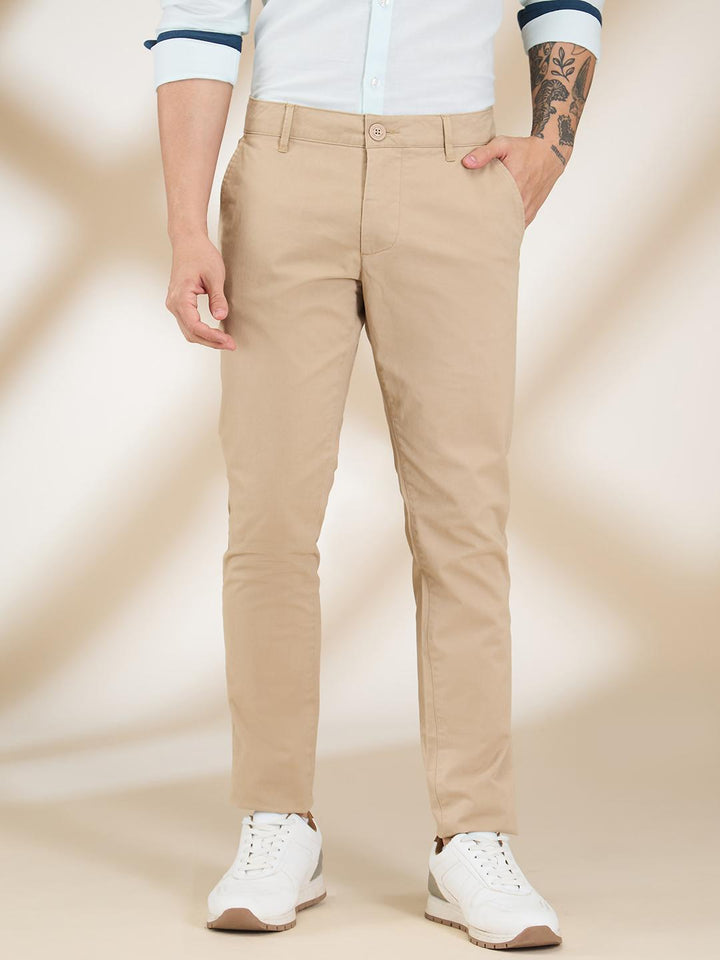 Khaki Slim Fit Chino For Men By Being Human Clothing