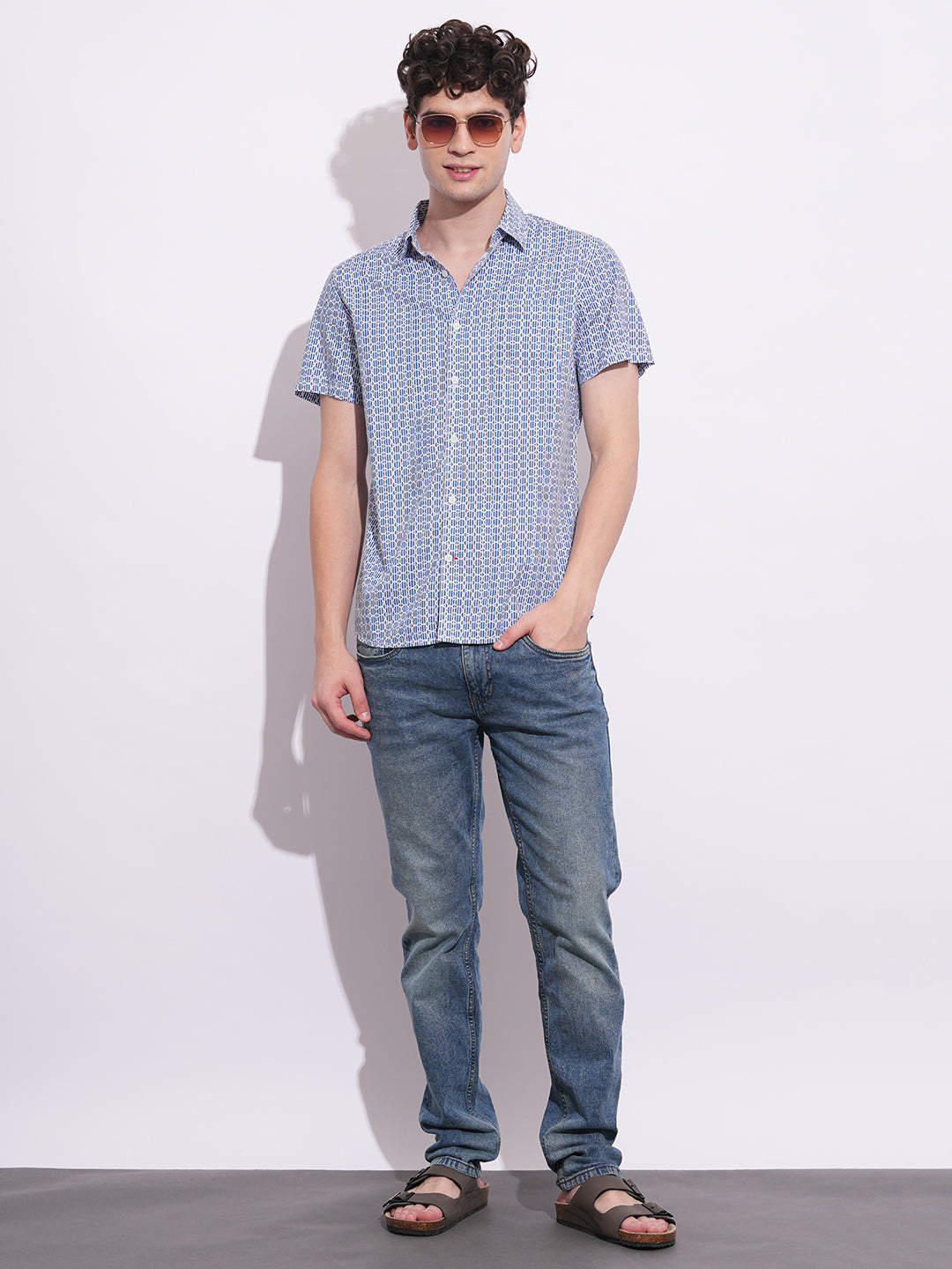 Navy Regular Fit Regular Collar Men's Shirt by Being Human Clothing