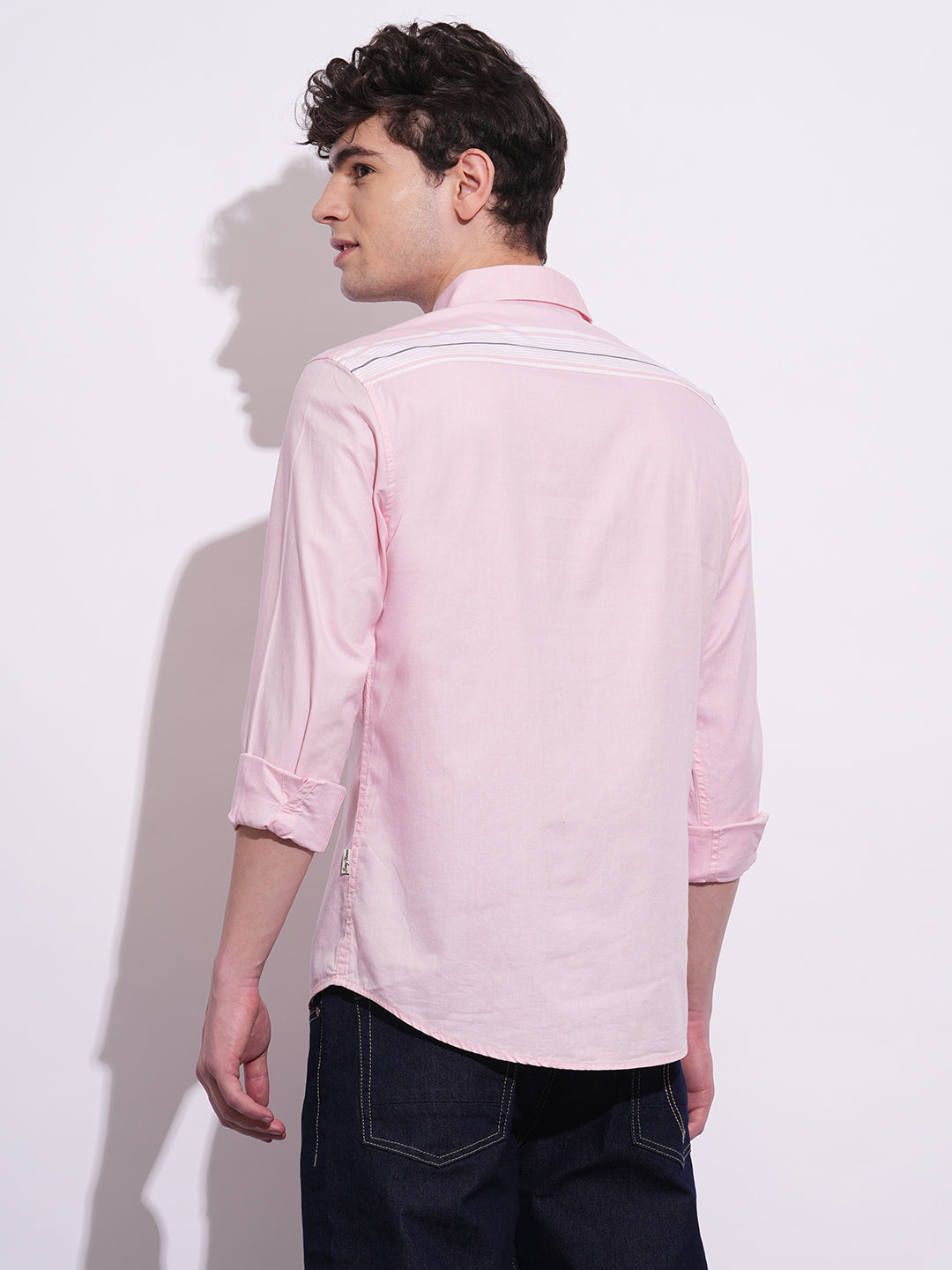 Peach Regular Fit Regular Collar Men's Shirt by Being Human Clothing