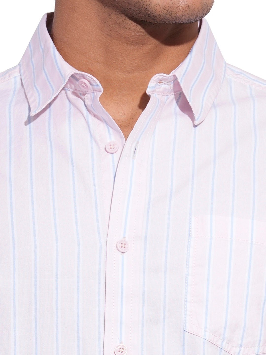 Pink Regular Fit Regular Collar Men's Shirt by Being Human Clothing