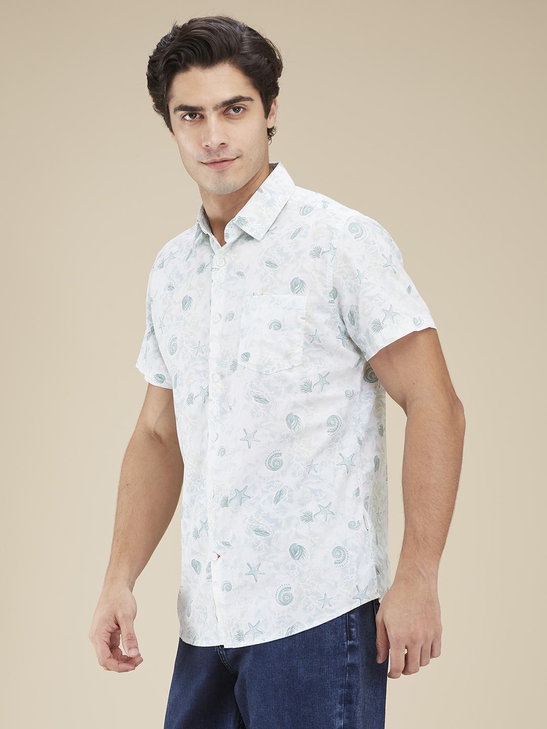 White Regular Fit Regular Collar Men's Shirt by Being Human Clothing