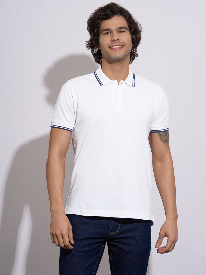 White Regular Fit Men's Polo T-Shirt