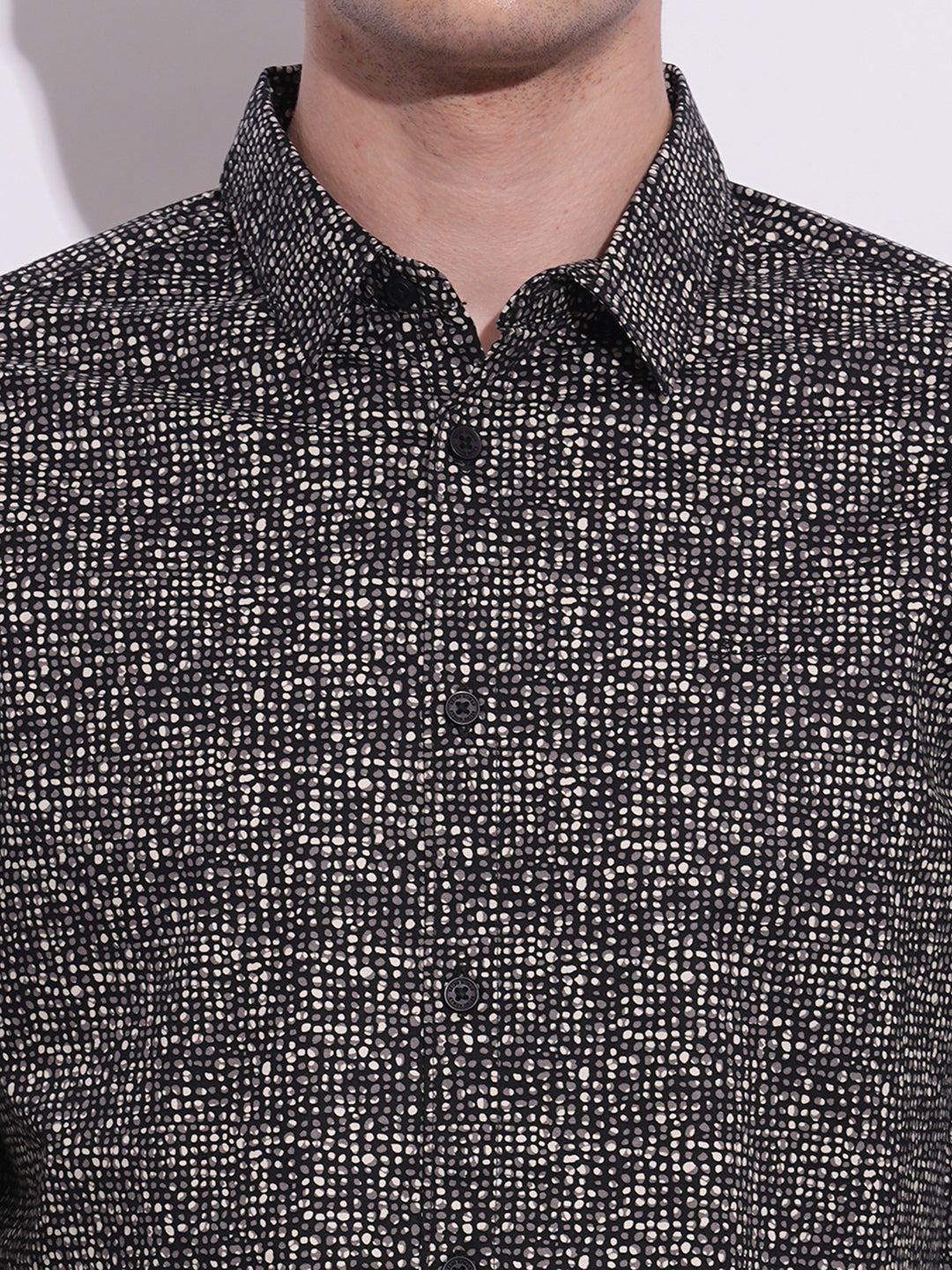 Black Regular Fit Regular Collar Men's Shirt by Being Human Clothing