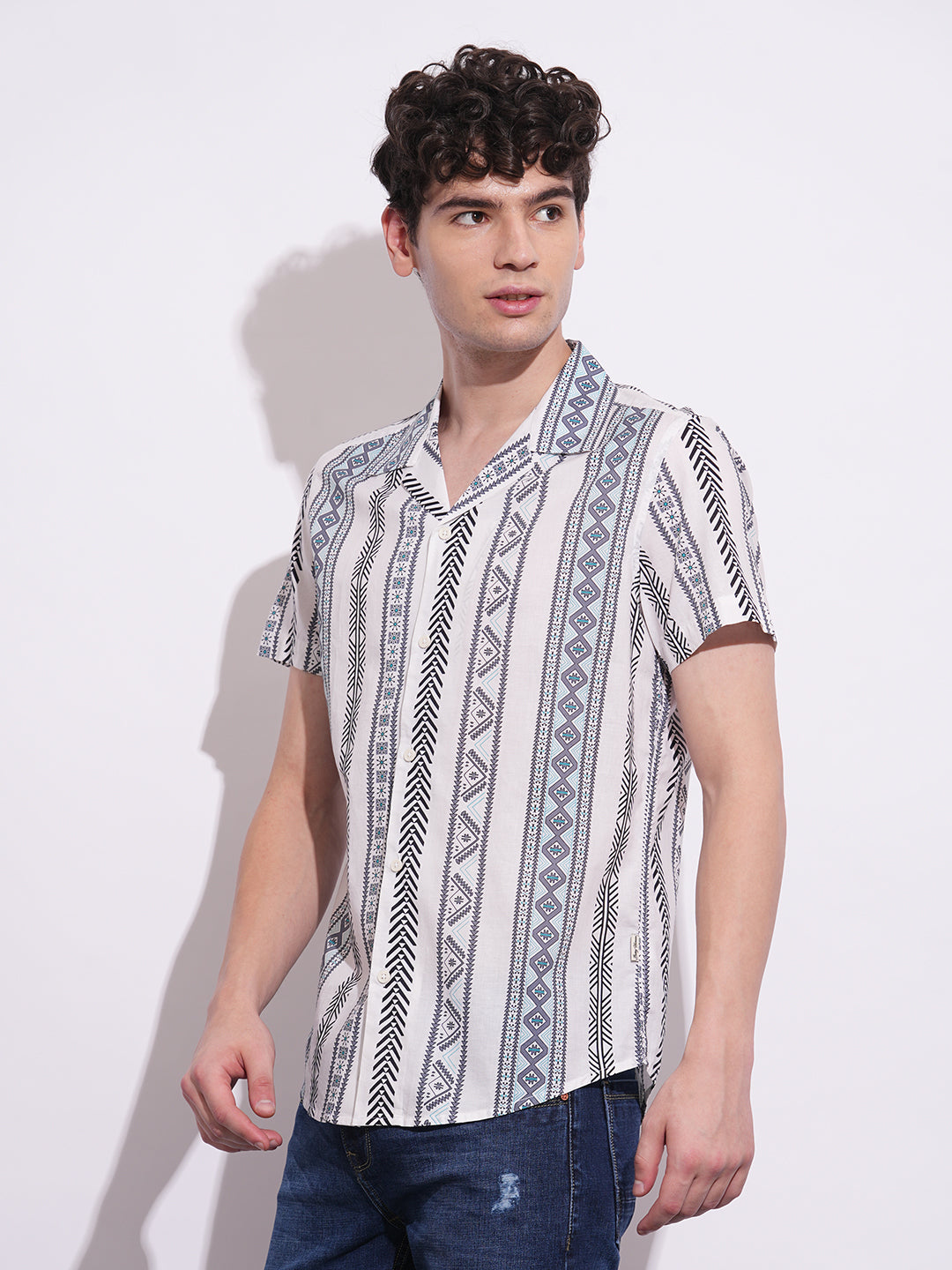 White Slim Fit Regular Collar Men's Shirt by Being Human Clothing