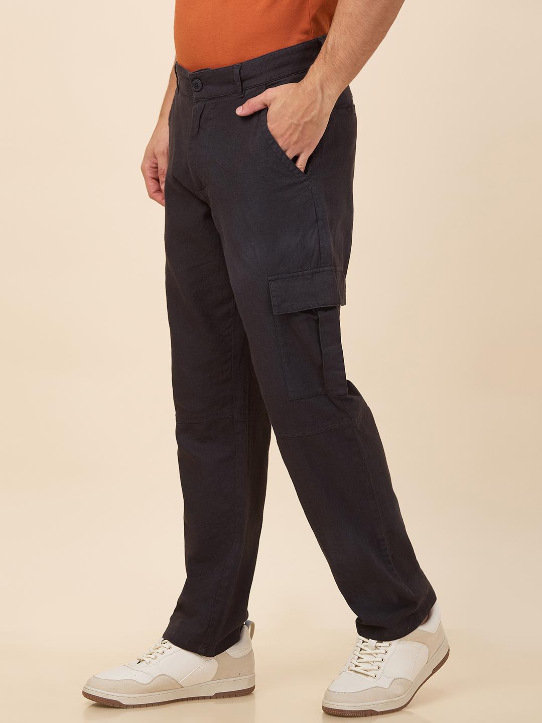 Charcoal Straight Fit Cargo For Men By Being Human Clothing