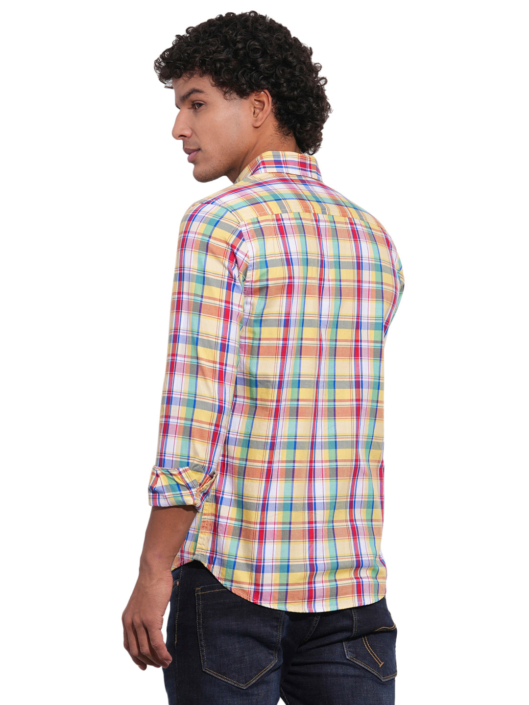 Yellow Regular Fit Regular Collar Men's Shirt by Being Human Clothing