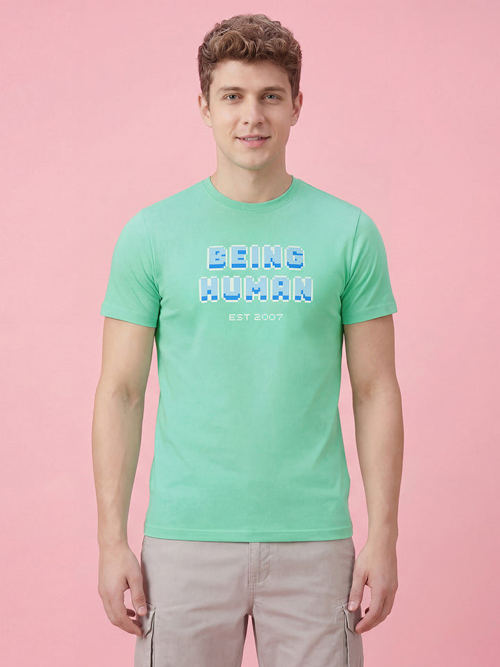 Lucite Green Moderno Fit Men's Short Sleeves Crew Neck T-Shirt by Being Human Clothing 