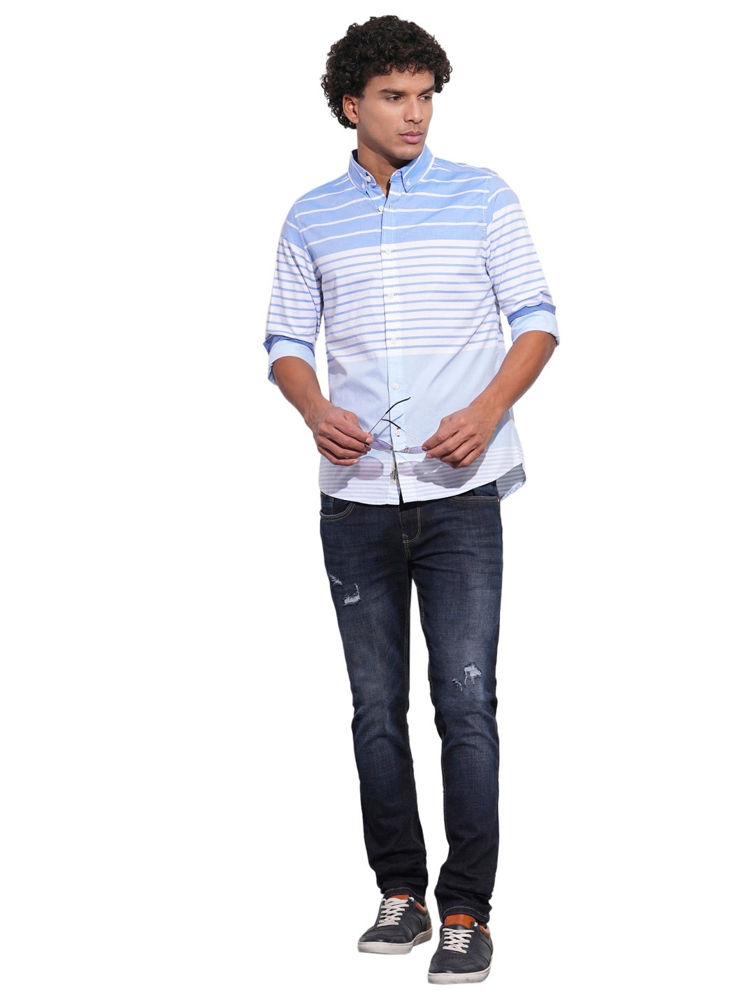 Blue Regular Fit Regular Collar Men's Shirt by Being Human Clothing