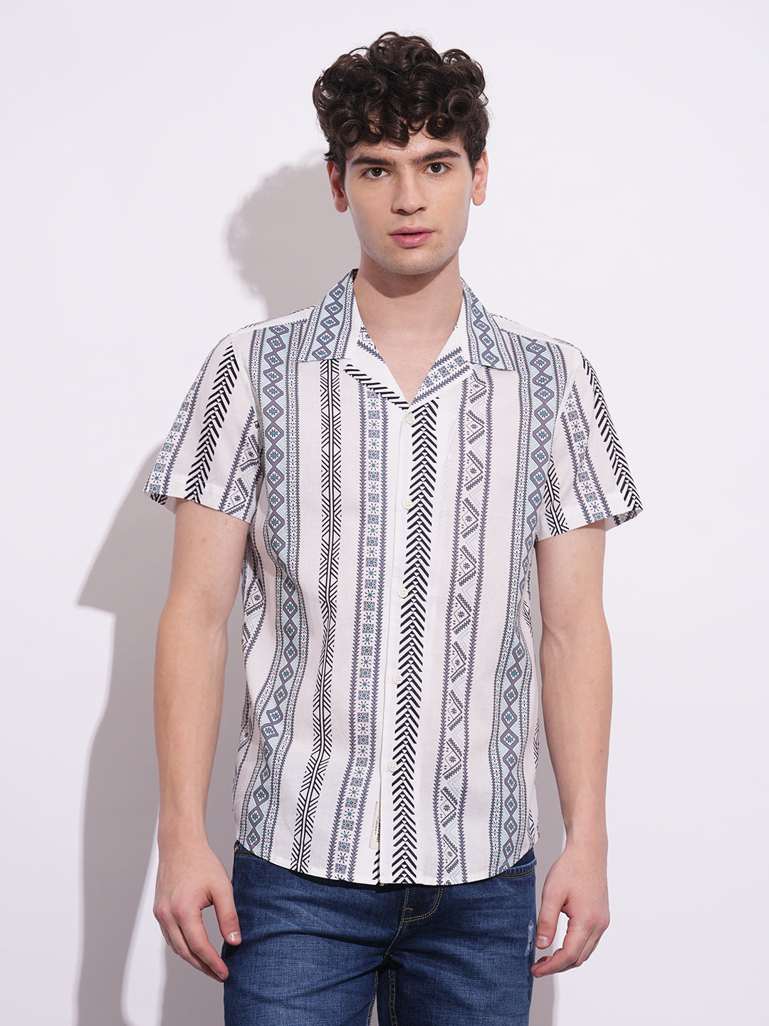 White Slim Fit Regular Collar Men's Shirt by Being Human Clothing