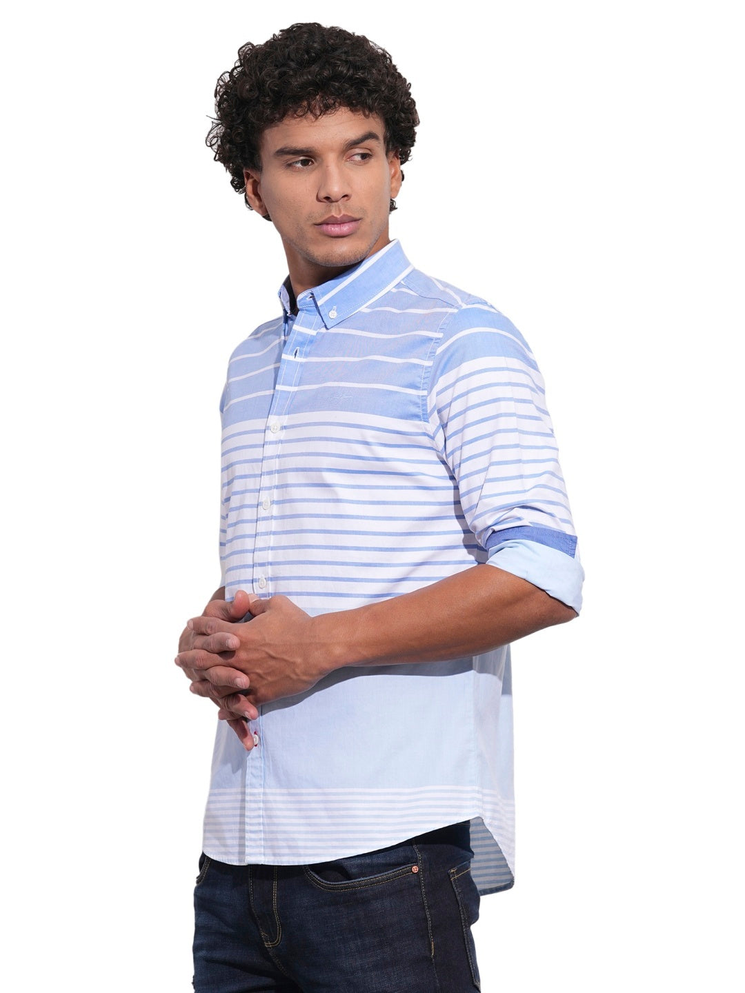 Blue Regular Fit Regular Collar Men's Shirt by Being Human Clothing