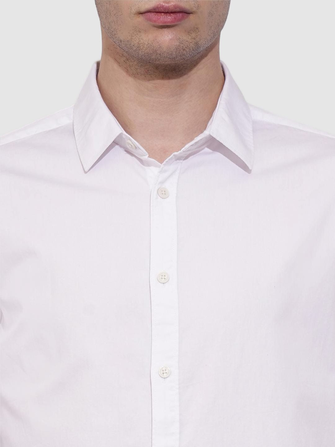 White Slim Fit Regular Collar Men's Shirt by Being Human Clothing