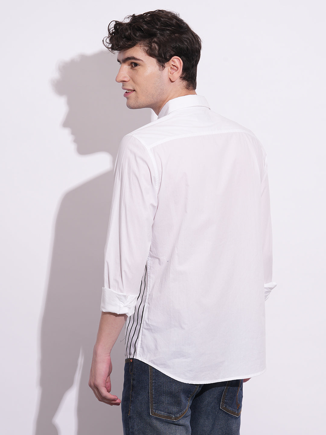 White Regular Fit Regular Collar Men's Shirt by Being Human Clothing