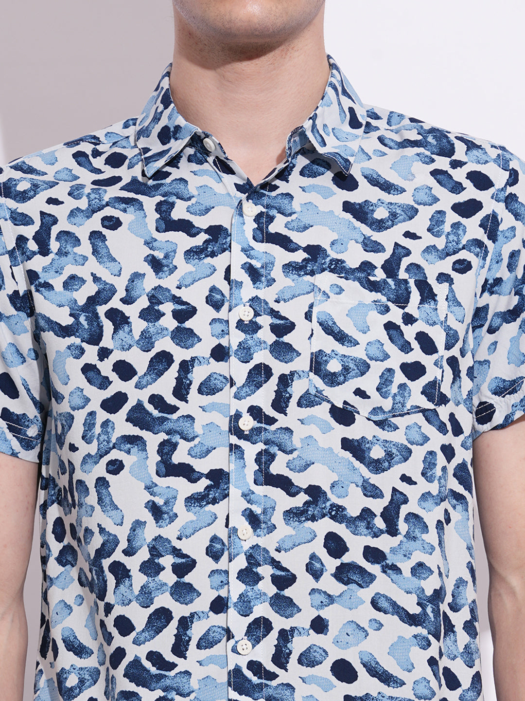 Blue Regular Fit Regular Collar Men's Shirt by Being Human Clothing