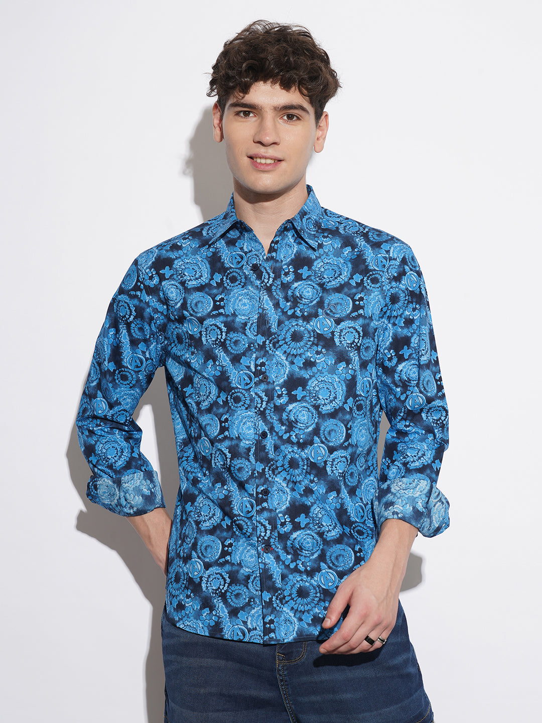 Navy Comfort Fit Regular Collar Men's Shirt by Being Human Clothing