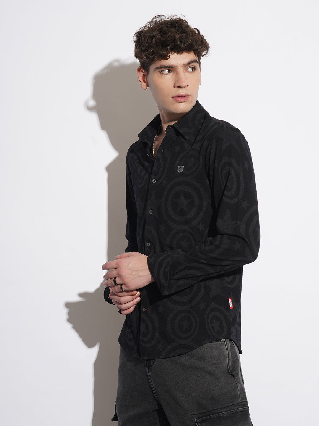 Black Comfort Fit Regular Collar Men's Shirt by Being Human Clothing