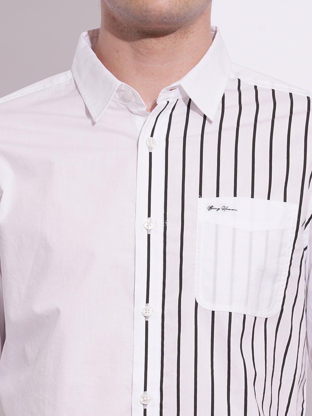 White Regular Fit Regular Collar Men's Shirt by Being Human Clothing