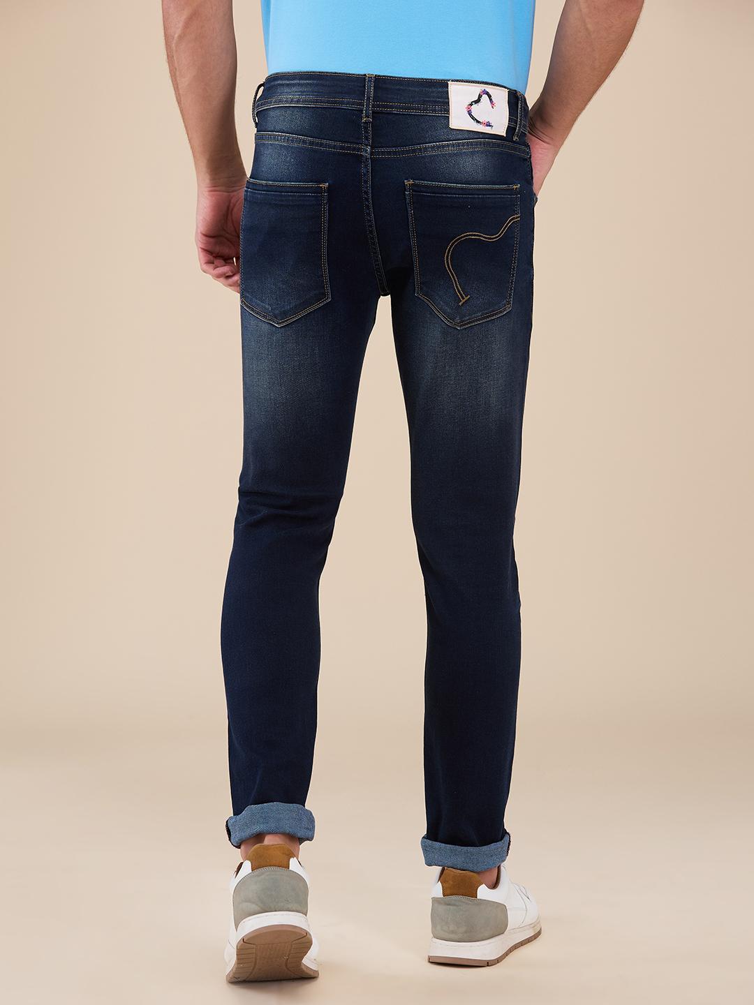 Dark Blue Slim Fit Denims For Men By Being Human Clothing