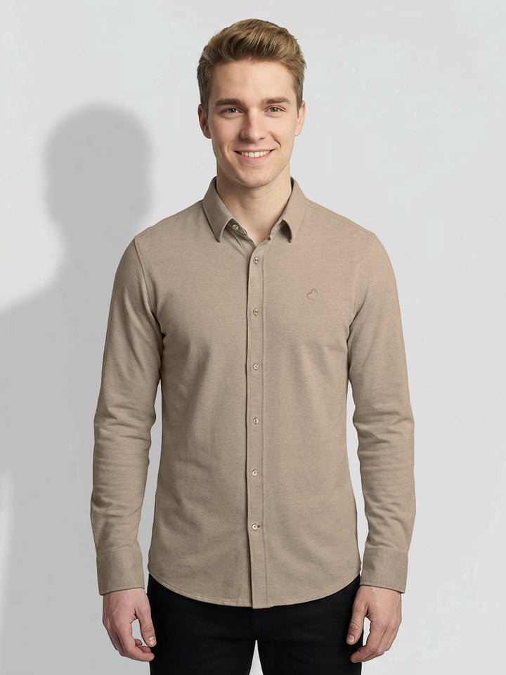 Heart Khaki Mordeno Fit Men's Full Sleeves Button-Down Shirt by Being Human Clothing 
