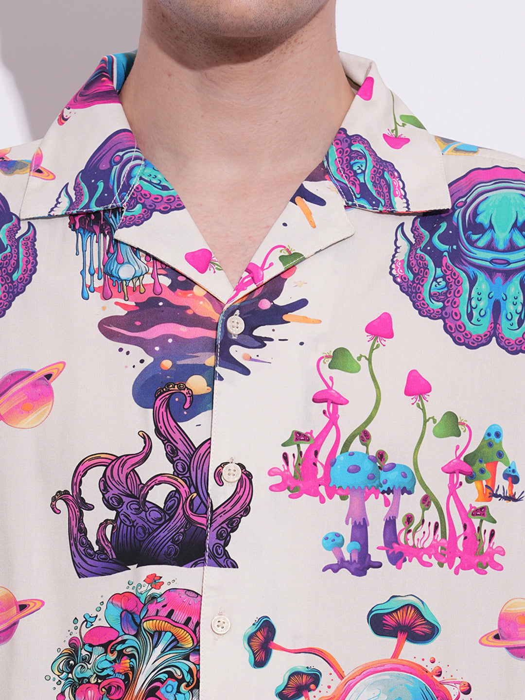 Off White Easy Fit Regular Collar Men's Shirt by Being Human Clothing